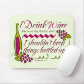 私はワインのおもしろいな引用文を飲みます マウスパッド (マウス)
