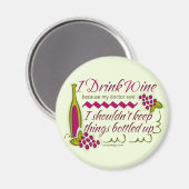 私はワインの引用文を飲おもしろいむ マグネット (正面/裏面)