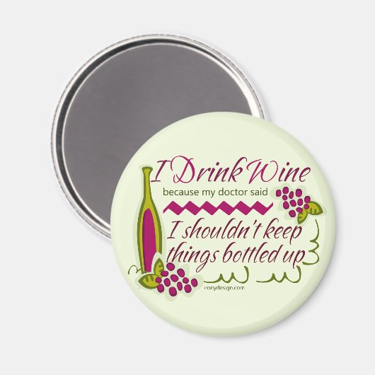 私はワインの引用文を飲おもしろいむ マグネット (正面/裏面)