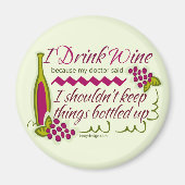 私はワインの引用文を飲おもしろいむ マグネット (正面)