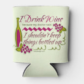 私はワインの引用文を飲おもしろいむ 缶クーラー (正面)