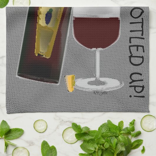 私はワインを飲む… キッチンタオル (折り畳み)