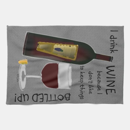 私はワインを飲む… キッチンタオル (横)