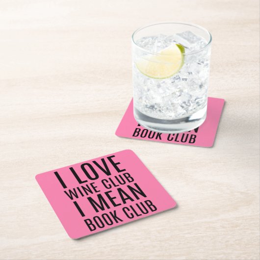 私はワインクラブIはブッククラブコースターを愛する スクエアペーパーコースター (インサイチュ)