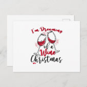 私はワインクリスマスの夢を見ている インビテーションポストカード (正面/裏面)