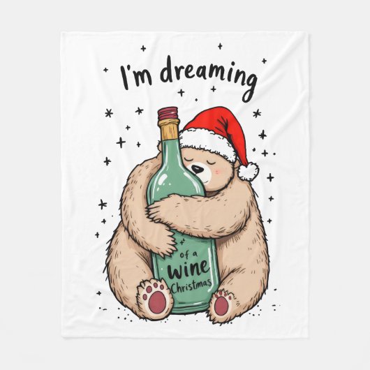 私はワインクリスマスの夢を見ている フリースブランケット (正面)