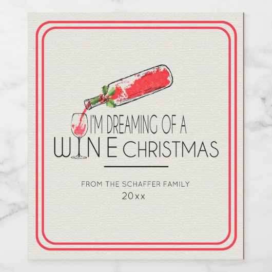 私はワインクリスマスの夢を見ている ワインラベル (シングルラベル)