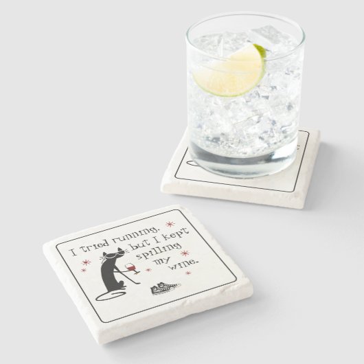 私はワインランニングの引用文をおもしろい試した ストーンコースター (横)