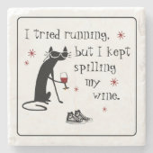 私はワインランニングの引用文をおもしろい試した ストーンコースター (正面)