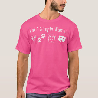 私はワイン好きシンプルの女性好きフリップフロップドッグキャンプ Tシャツ