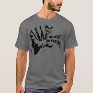 私はワク信じチンの手の予防接種のアンプル暗い Tシャツ