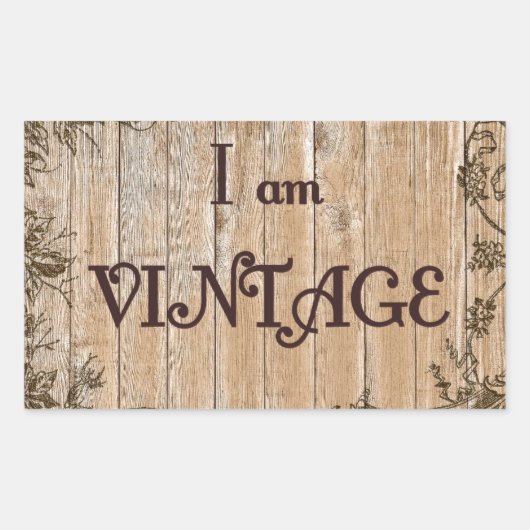 私はヴィンテージです 長方形シール (正面)