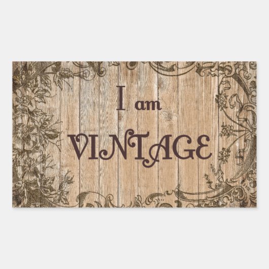 私はヴィンテージです 長方形シール (正面)