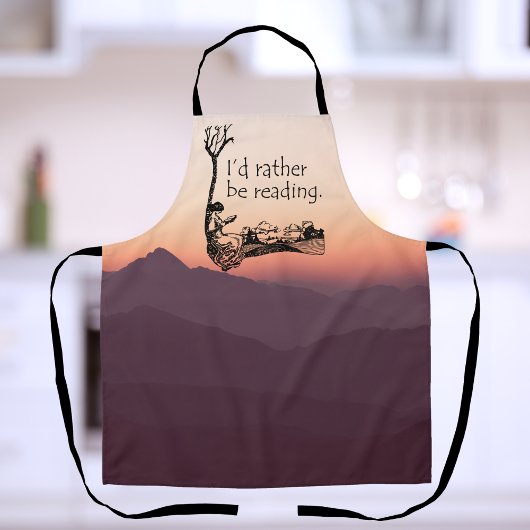 私はヴィンテージのイラストレーションに読なりたい エプロン