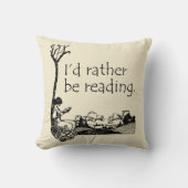 私はヴィンテージのイラストレーションに読なりたい クッション (正面)