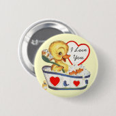 私はヴィンテージのバレンタインピン愛します 缶バッジ (正面&裏面)