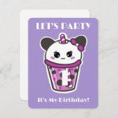 私は一つの誕生日招待状かわいい 招待状 (正面/裏面)