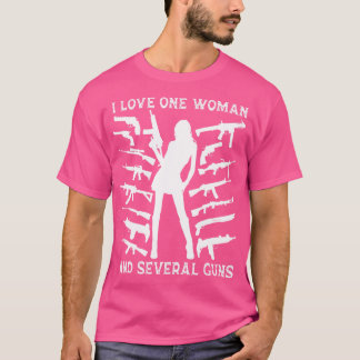 私は一人の女性と複数の銃の銃のおもしろいフスバが大好き Tシャツ