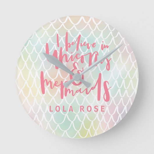 私は一信じ人と人魚の国に住んでいる ラウンド壁時計 (正面)