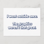 私は一度外に出た。グラフィックスは素晴らしない。 ポストカード (正面)