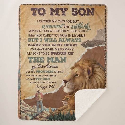 私は一瞬だけ目を閉じた – パパへ シェルパブランケット (正面)