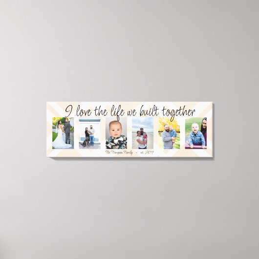 私は一緒に構築された人生を愛する6つの写真の格子柄 キャンバスプリント (正面)