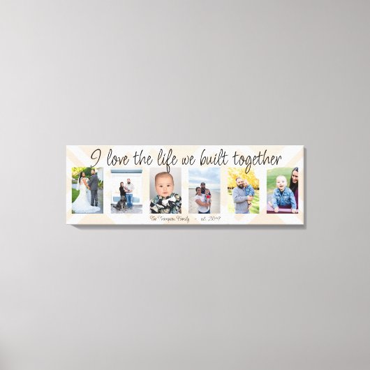 私は一緒に構築された人生を愛する6つの写真の格子柄 キャンバスプリント (正面)