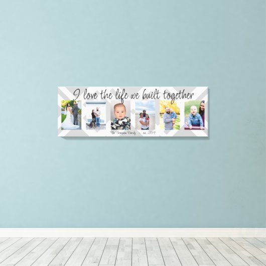 私は一緒に構築された人生を愛する6つの写真の格子柄 キャンバスプリント (インサイチュ (ウッドフロア))
