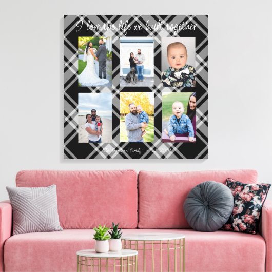 私は一緒に構築された人生を愛する6つの写真の格子柄 キャンバスプリント (インサイチュ (リビング))