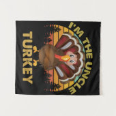 私は七面鳥の叔父の家族のマッチング感謝祭 タペストリー (正面(横))