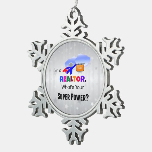 私は不動産仲介業者だ。お前の力すごいは? スノーフレークピューターオーナメント (右)