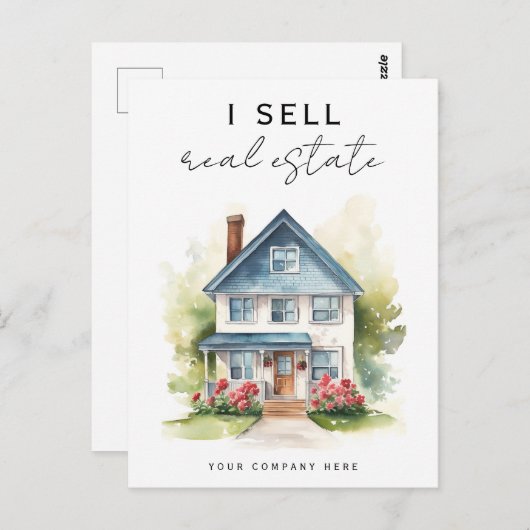 私は不動産実在のマーケティング ポストカード (正面/裏面)