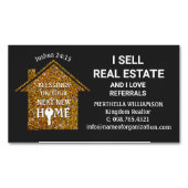 私は不動産実在愛紹介グリッター不動産仲介業者 マグネット名刺 (正面)