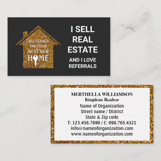 私は不動産実在愛紹介グリッター不動産仲介業者 名刺 (正面/裏面)