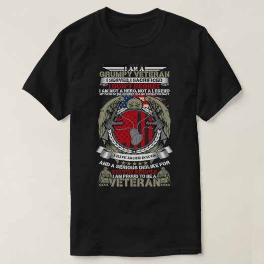 私は不機嫌な退役軍人64 Tシャツ (デザイン正面)
