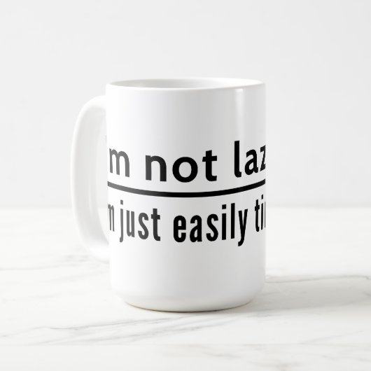 私は不精ではないです。 私はちょうど容易に疲れています。 青い顔文字 コーヒーマグカップ (正面左)