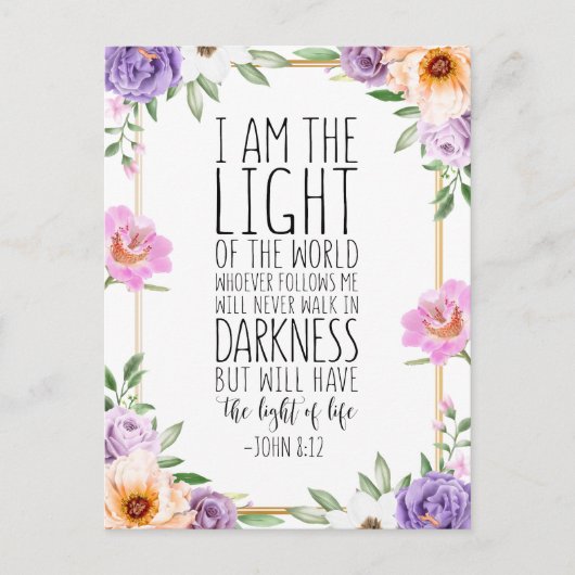 私は世の光である、ヨハネ 8:12 ポストカード (正面)