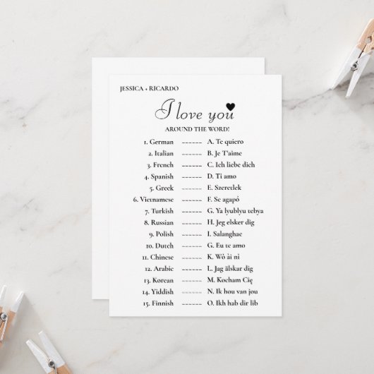 私は世界のゲームであなたを愛しているブライダルシャワー カード (正面/裏面インサイチュ)