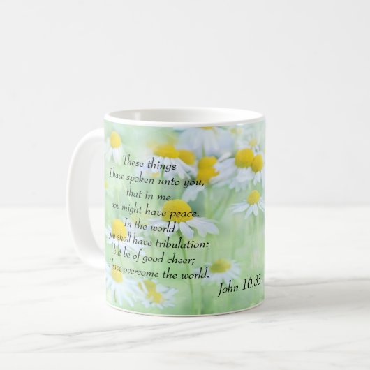 私は世界のジョンの16:33を克服しました コーヒーマグカップ (正面左)