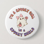 私は世界幽霊の不気味不気味な女だ 缶バッジ (正面)