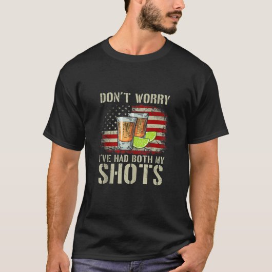 私は両方の私のショットを持っている心配はないアメリカ国旗4 Tシャツ (正面)
