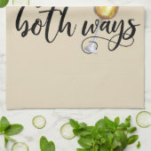 私は両方の道を行おもしろいくワインレッド白の恋人 キッチンタオル (折り畳み)