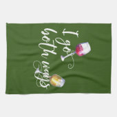 私は両方の道を行おもしろいくワインレッド白の恋人 キッチンタオル (横)