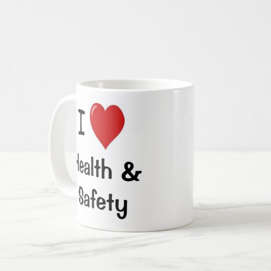 私は両面保健及び安全性を-愛します コーヒーマグカップ (正面左)