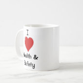 私は両面健康及び安全を-愛します コーヒーマグカップ (正面左)