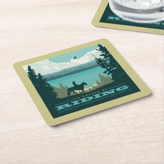 私は乗馬したい スクエアペーパーコースター (アングル)