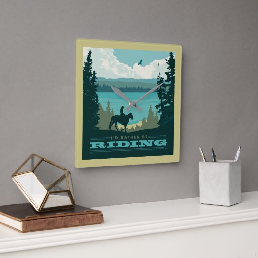 私は乗馬したい スクエア壁時計 (オフィス)