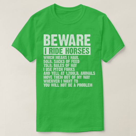 私は乗馬の馬馬馬馬に注意おもしろいする Tシャツ (デザイン正面)
