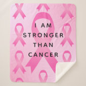 私は乳がんピンク引用文より強い シェルパブランケット (正面)