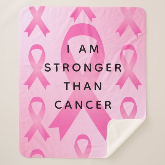 私は乳がんピンク引用文より強い シェルパブランケット (正面)